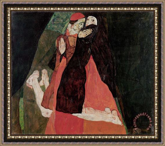 Egon Schiele Cardinal And Nun (caress) Framed Painting