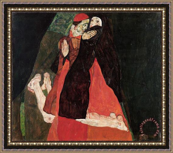 Egon Schiele Cardinal And Nun (caress) Framed Painting