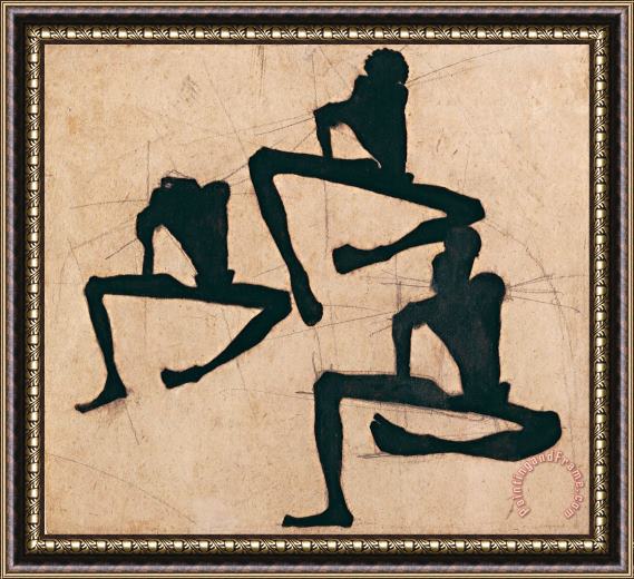 Egon Schiele Composition with Three Male Nudes Framed Painting