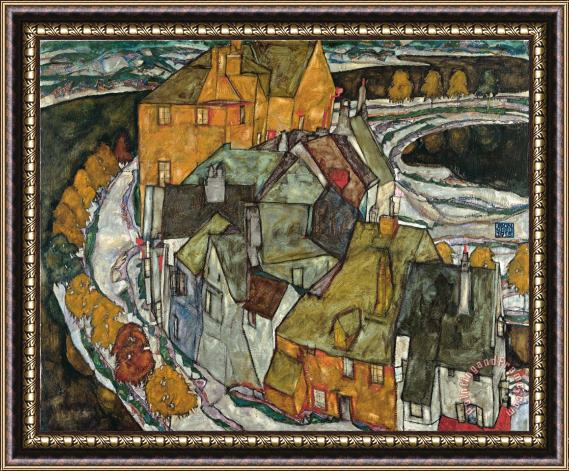 Egon Schiele Crescent of Houses II (island Town) Framed Painting