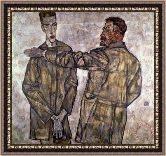 Egon Schiele Double Portrait of Otto And Heinrich Benesch Framed Painting