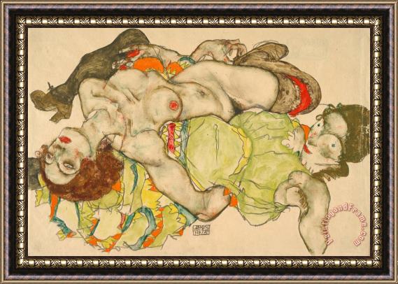 Egon Schiele Female Lovers, 1915 Framed Print