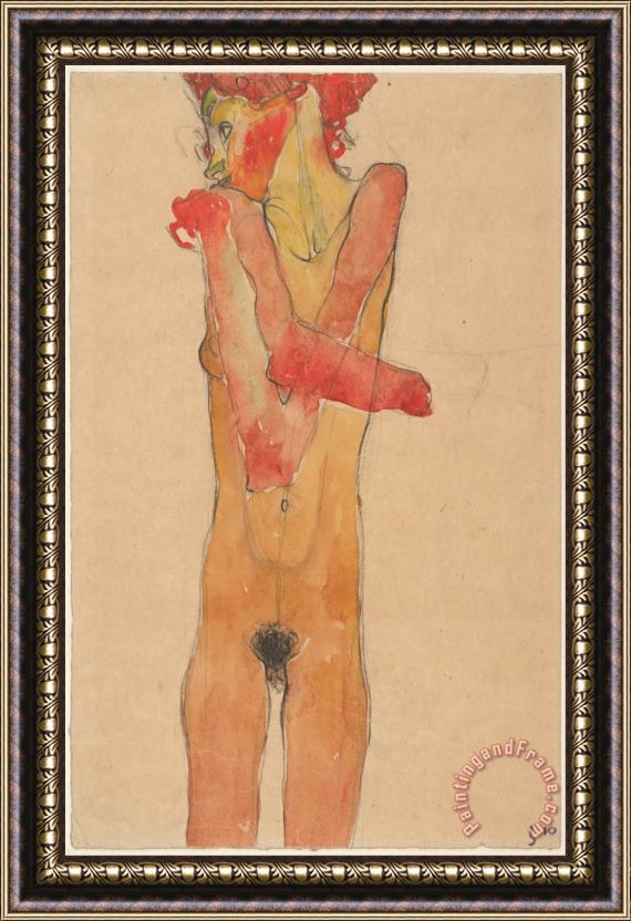 Egon Schiele Girl Nude with Folded Arms, 1910 Framed Print
