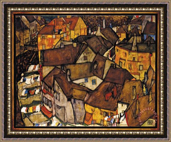 Egon Schiele Krumau Crescent of Houses (the Small City V) Framed Painting