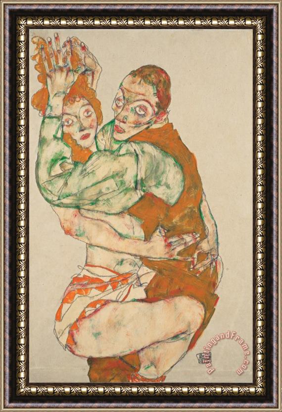 Egon Schiele Lovemaking Framed Print