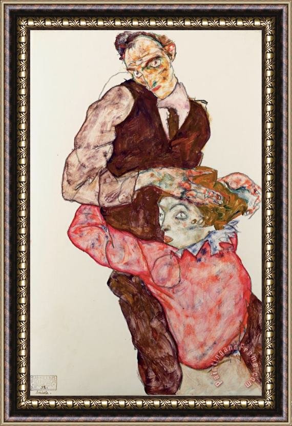 Egon Schiele Lovers Framed Painting