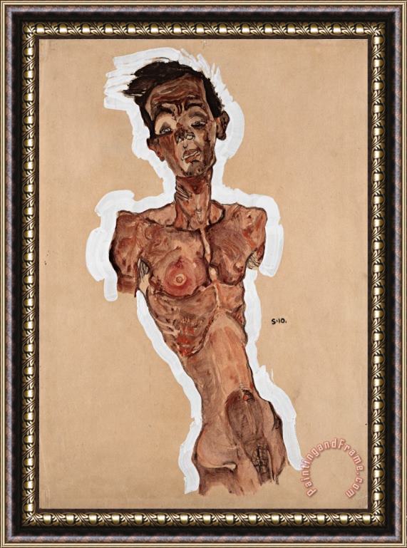 Egon Schiele Nude Self Portrait Framed Painting