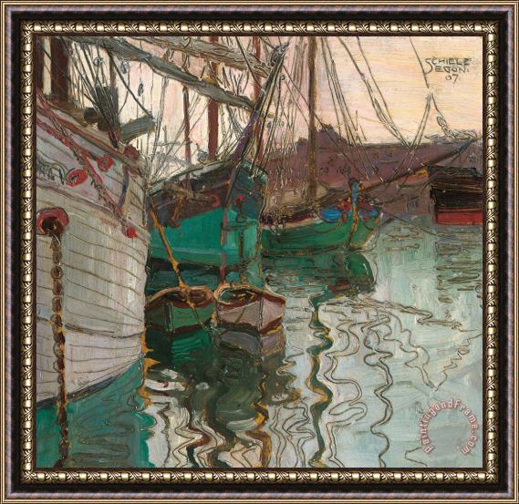 Egon Schiele Port Of Trieste Framed Painting