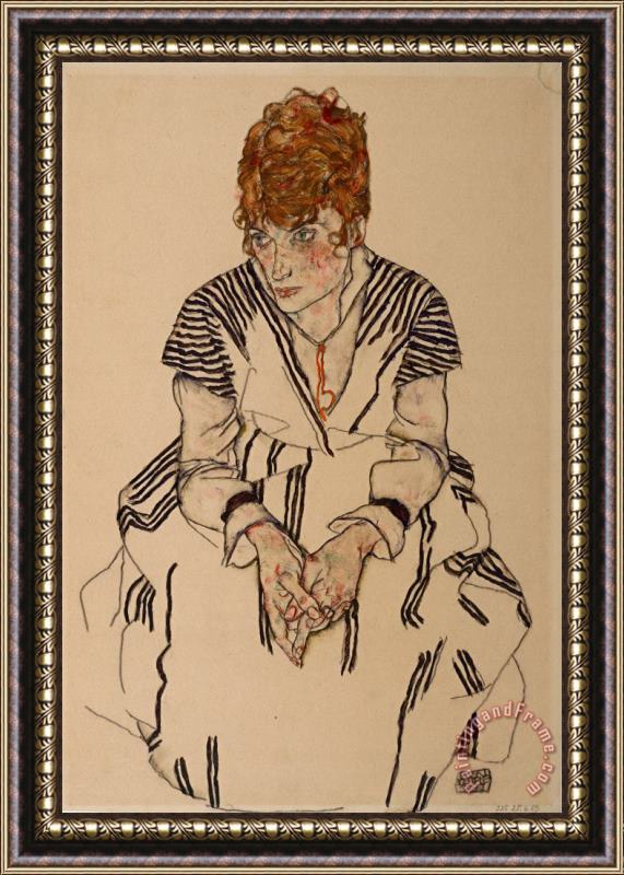 Egon Schiele Portrait of The Artist's Sister in Law, Adele Harms, 1917 Framed Print