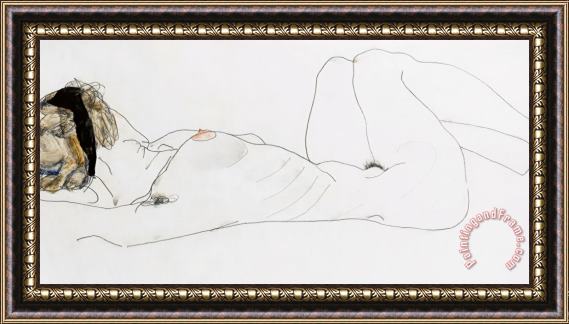 Egon Schiele Reclining female nude Framed Print