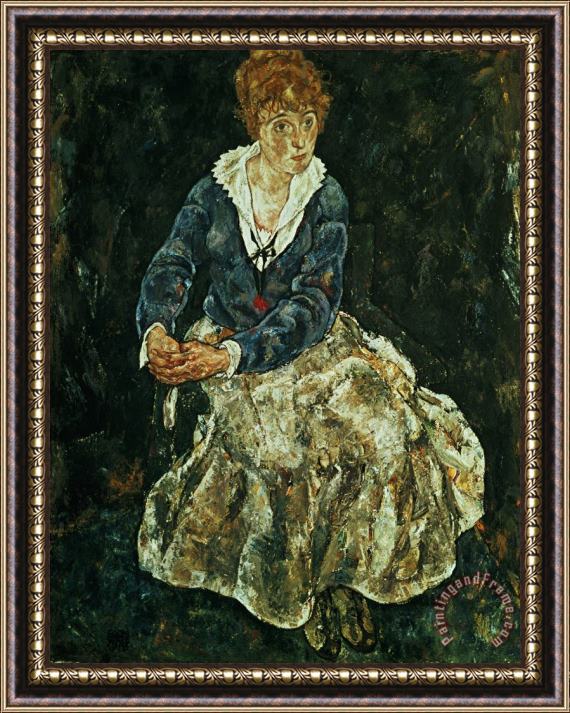 Egon Schiele The Artist's Wife Seated Framed Painting