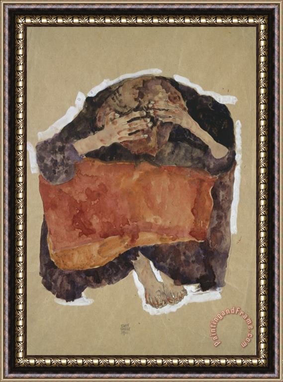 Egon Schiele Troubled Woman Framed Print