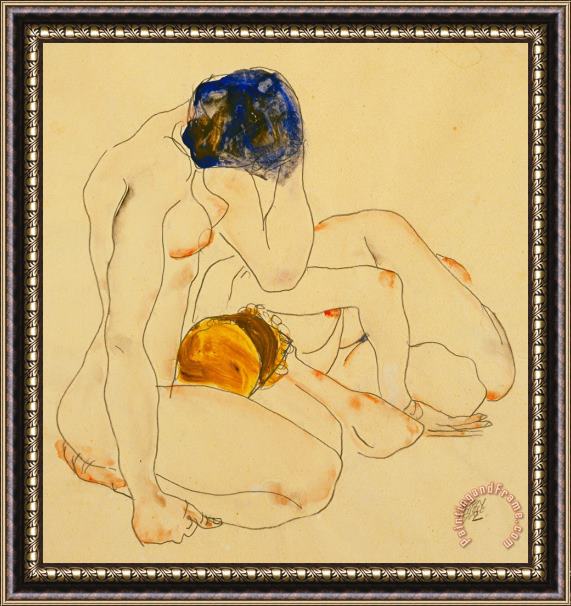 Egon Schiele Two Friends Framed Painting