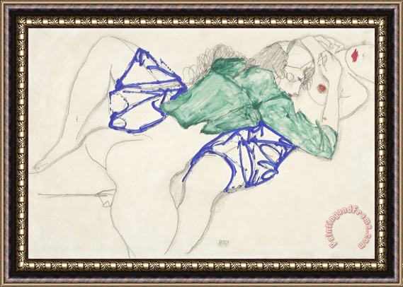 Egon Schiele Two Friends, Reclining (tenderness) Framed Print