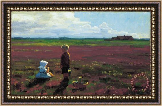 Einar Hein Children Picking Berries on The Moor Framed Painting