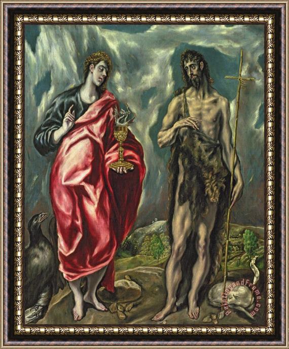 El Greco Domenico Theotocopuli St John The Evangelist And St John The Baptist Framed Painting