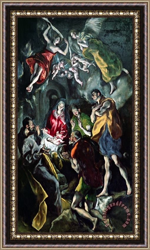 El Greco Domenico Theotocopuli The Adoration Of The Shepherds From The Santo Domingo El Antiguo Altarpiece Framed Print