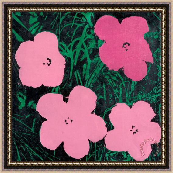 Elaine Sturtevant Study for Warhol Flowers Framed Painting