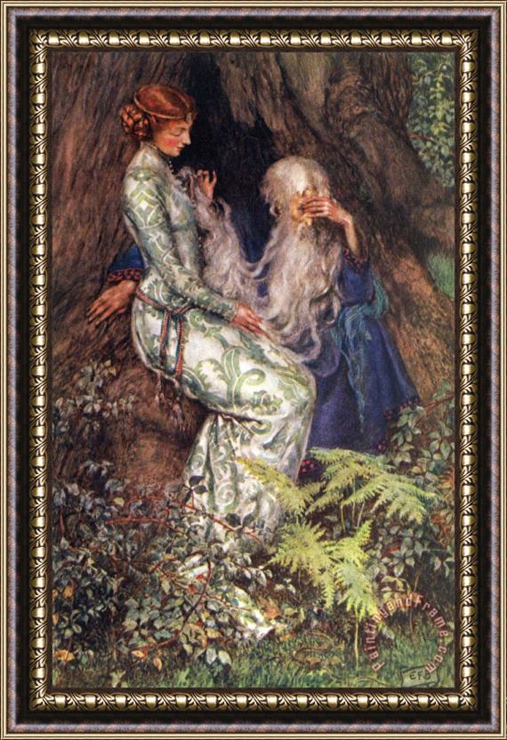 Eleanor Fortescue Brickdale Merlin And Vivien Framed Painting