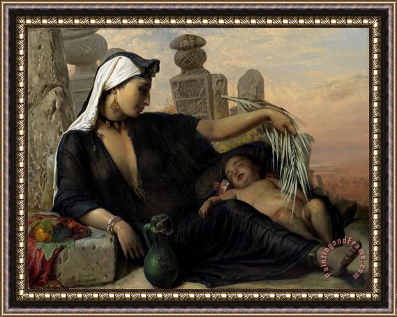 Elisabeth Baumann An Egyptian Fellah Woman with Her Baby Framed Painting