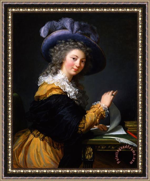 Elisabeth Louise Vigee Lebrun Comtesse De Ceres Former Title (from 1963 to 1992) Lady Folding a Letter Framed Painting