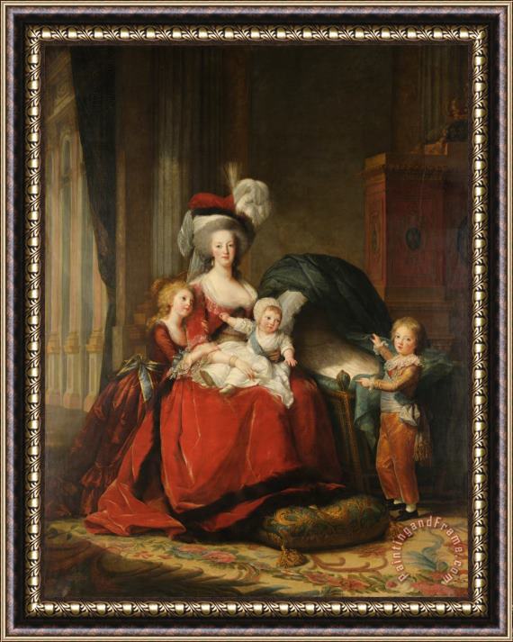 Elisabeth Louise Vigee Lebrun Marie Antoinette De Lorraine Habsbourg, Queen of France, And Her Children Framed Painting