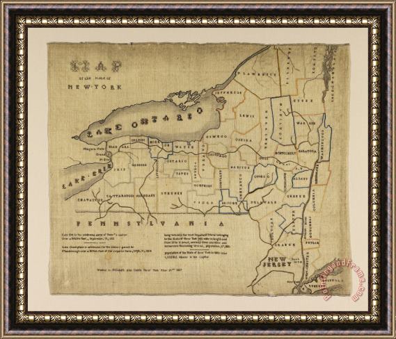 Elizabeth Ann Goldin Map of The State of New York Framed Painting
