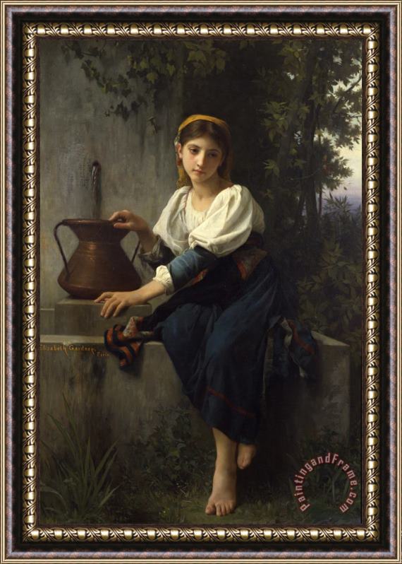 Elizabeth Jane Gardner Bouguereau Young Girl at The Well Framed Painting