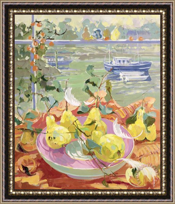 Elizabeth Jane Lloyd Pink Plate Of Pears Framed Painting
