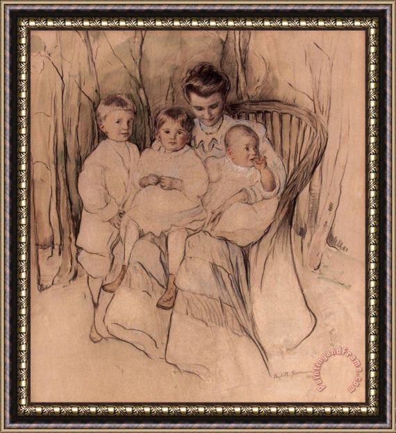 Elizabeth Nourse Mother And Three Children Framed Painting