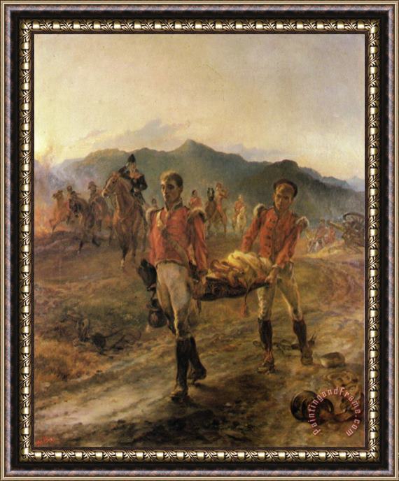 Elizabeth Thompson On The Morrow of Talavera, Soldiers of The 43rd Bringing in The Dead Framed Painting
