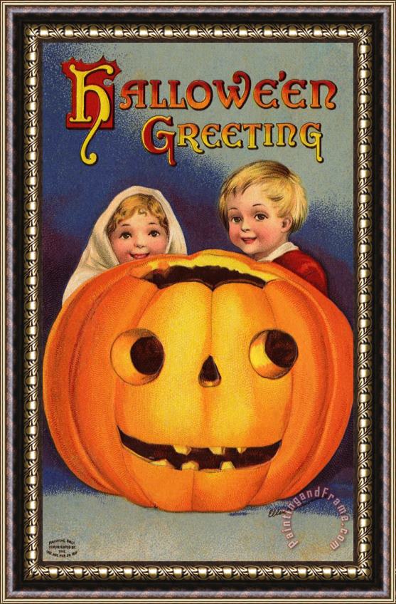 Ellen Hattie Clapsaddle Halloween Greeting Framed Print