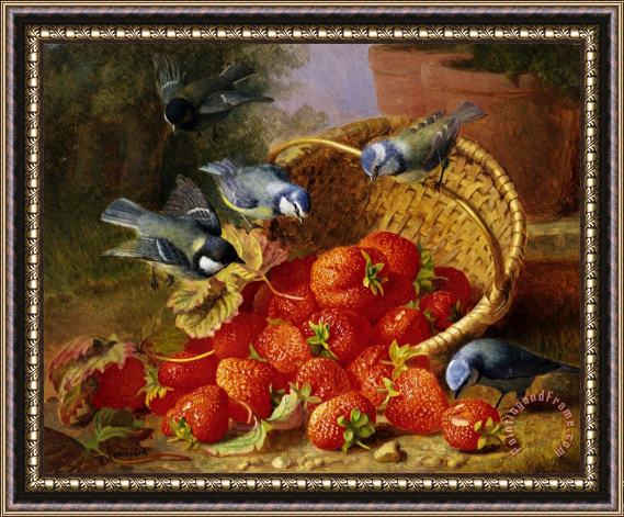 Eloise Harriet Stannard A Feast of Strawberries (blue Tits) by Eloise Harriet Stannard Framed Painting