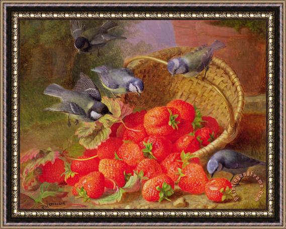 Eloise Harriet Stannard Still Life with Strawberries and Bluetits Framed Painting