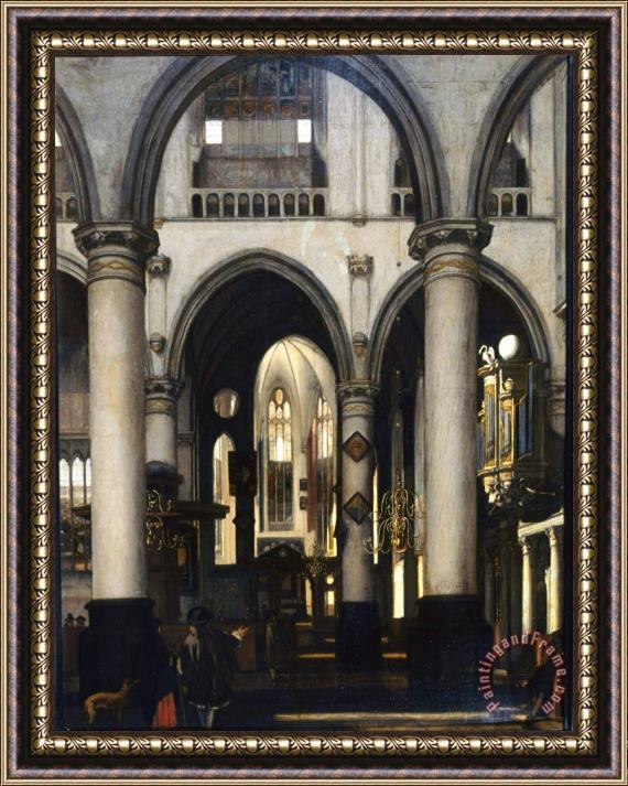 Emanuel De Witte View of a Church Interior Framed Painting