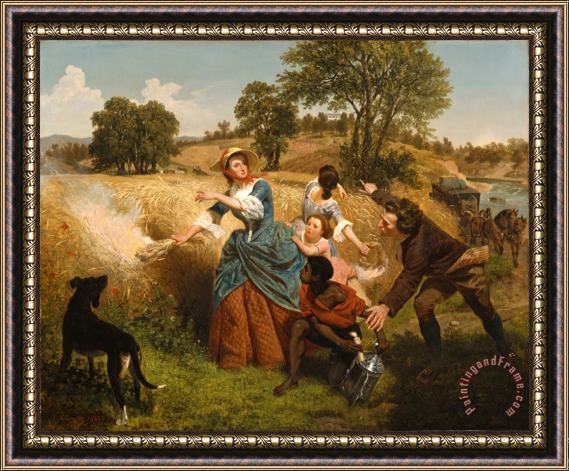 Emanuel Gottlieb Leutze Mrs. Schuyler Burning Her Wheat Fields on The Approach of The British Framed Print