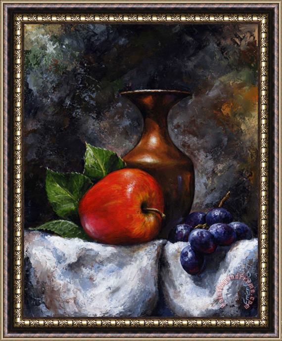 Emerico Toth Apple and grapes Framed Print