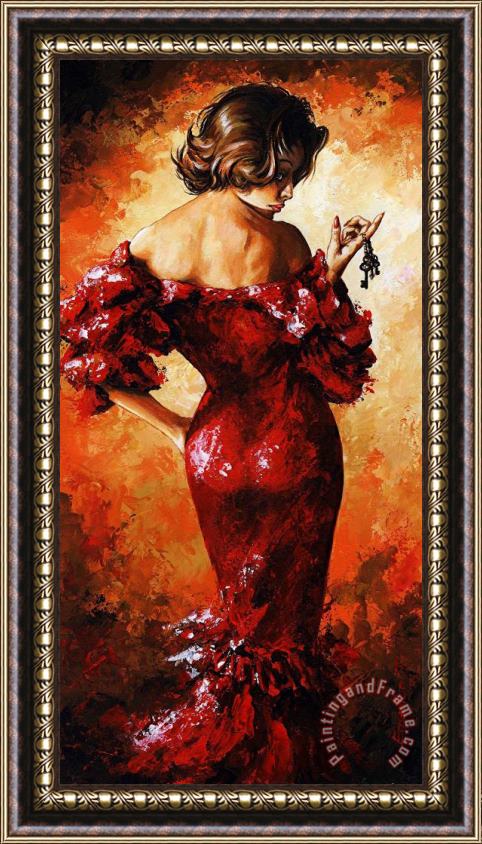 Emerico Toth Lady in Red 33 Framed Print