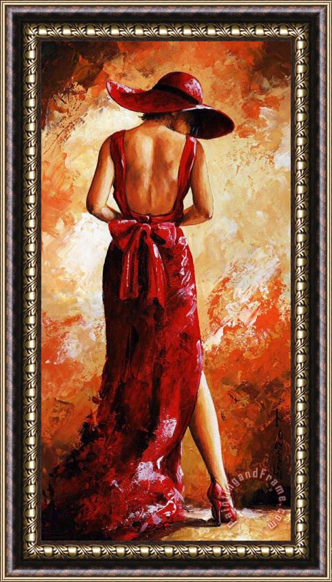 Emerico Toth Lady in red 39 Framed Painting