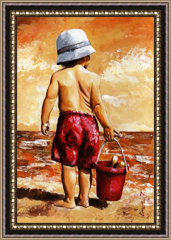 Emerico Toth Little Boy on the Beach II Framed Print
