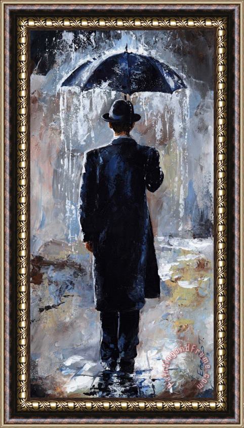 Emerico Toth Rain day - Bowler hat Framed Painting