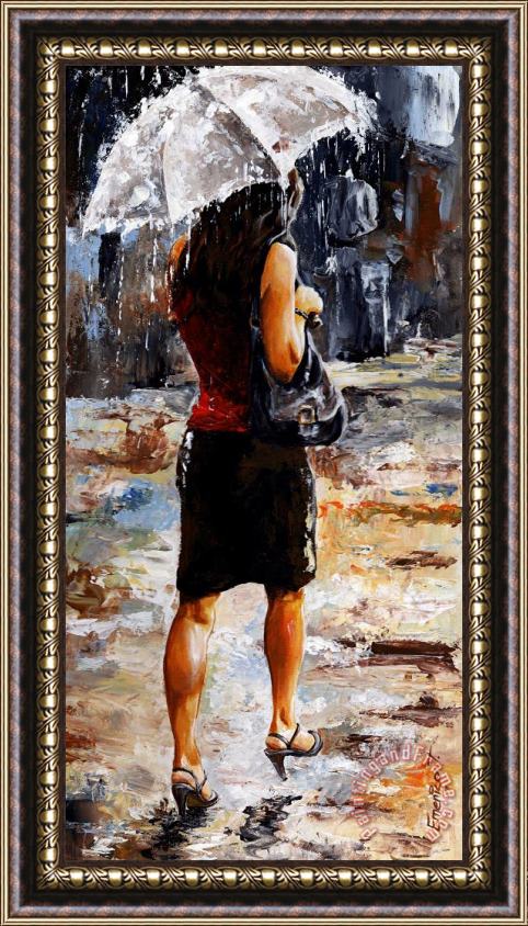 Emerico Toth Rainy day - Woman of New York 04 Framed Painting