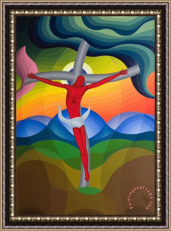 Emil Parrag On The Cross Framed Painting