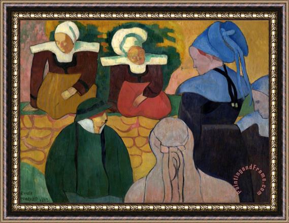 Emile Bernard Breton Women at a Wall Framed Painting