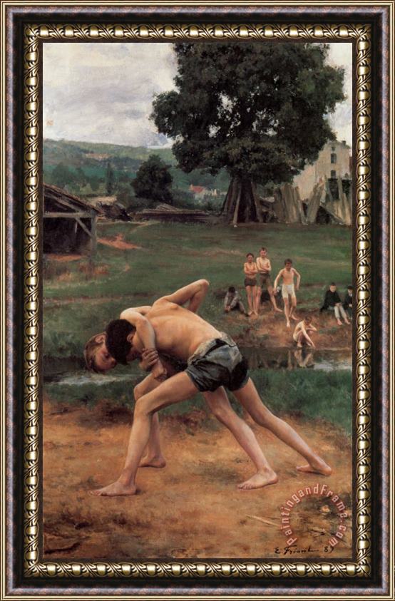 Emile Friant Wrestling Framed Painting