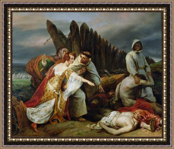 Emile Jean Horace Vernet Edith Finding the Body of Harold Framed Painting