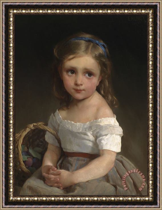 Emile Munier Girl with Basket of Plums Framed Painting