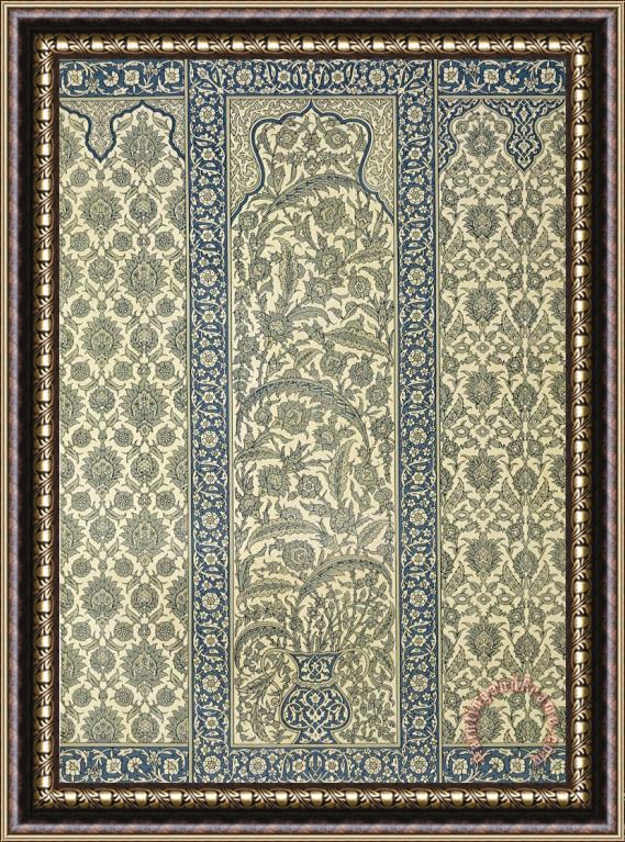 Emile Prisse d Avennes Tiled Panel From Mosque Of Ibrahym Agha From Arab Art As Seen Through The Monuments Of Cairo Framed Print
