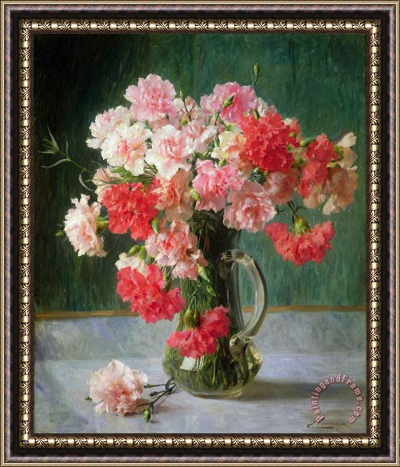 Emile Vernon  Still life of Carnations Framed Painting