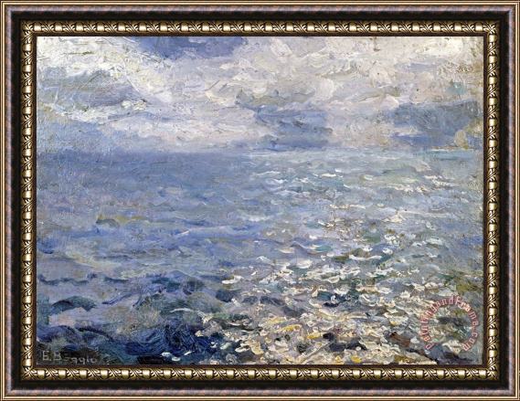 Emilio Boggio A Study of Sun on The Sea Framed Painting